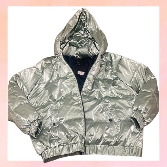Marc New York Jackets & Blazers - Marc New York shiny/Metallic Green Zip Up Puffer Jacket Medium NWT